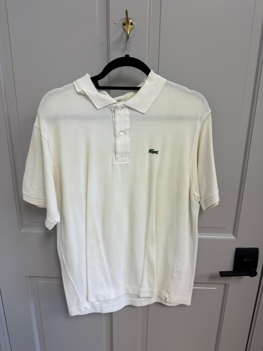 Lacoste Men’s White Polo with Green Crocodile Logo